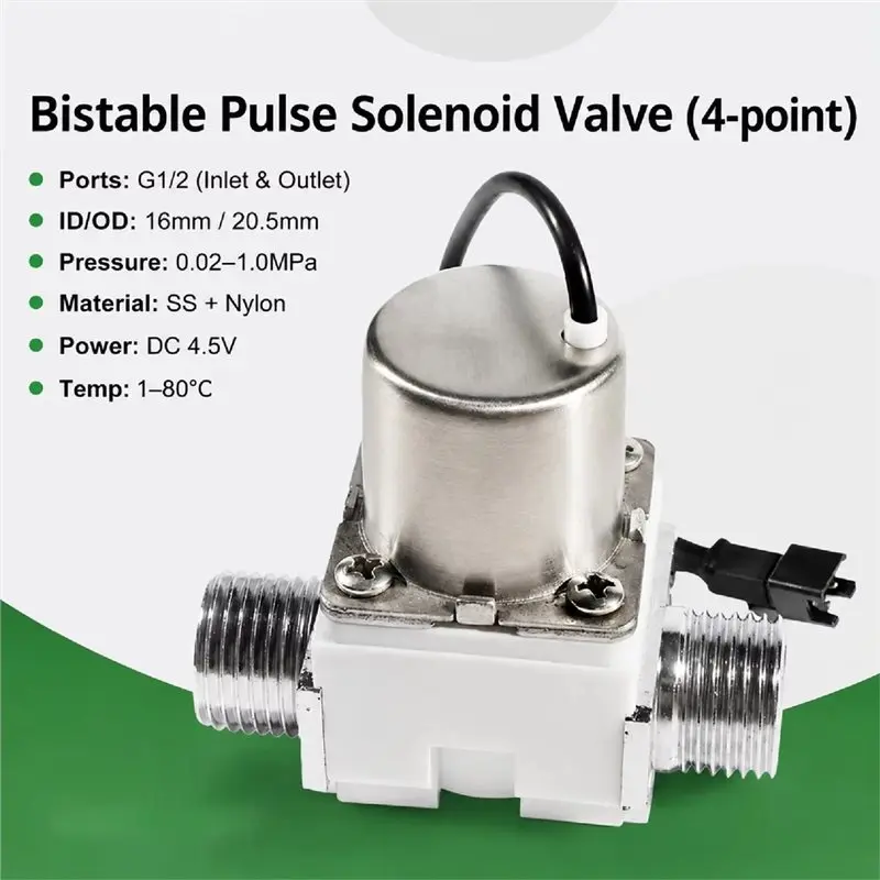 [Great Sell】 Smart Toilet Faucet Latching Solenoid Valve DC 4.5V G1 2 Pulse Water Control Valve Sensor Garden Irrigation