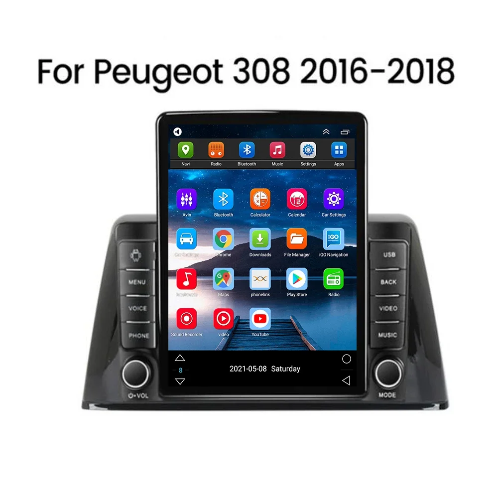 New Car Radio Android 14.0 WiFi 5 For Peugeot 308 2016-2030 Wireless CarPlay Auto DSP Car 