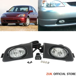 ZUK For HONDA Civic 2001 2002 ES Car Front Bumper Fog Light Anti-Fog Lamp Set Foglight Foglamp Kit With Cables Switch Bulbs