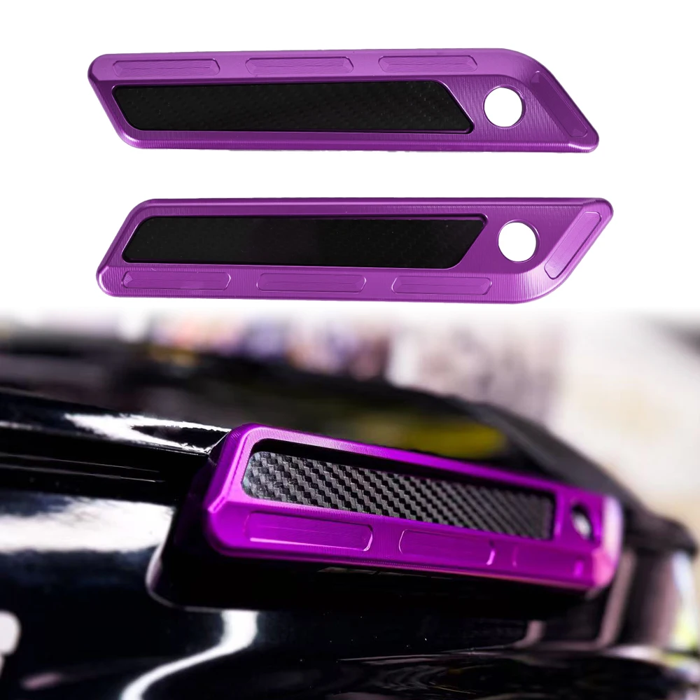 CNC Aluminum T6061 Saddlebag Hinge Latch Covers With Carbon Fiber Reflector Performance Bagger Fits For Harley Touring14-23