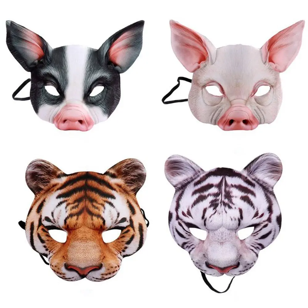 Copertura per il viso Maschera di maiale Festa di carnevale Mardi Gras Festival Maschera per gli occhi Maschera per travestimento Maschera di tigre Decorazione di Halloween Puntelli Cosplay