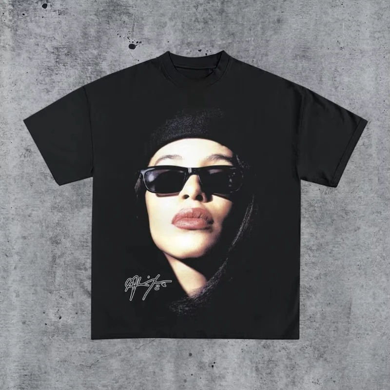 

Vintage 90s Aaliyah Jumbo Short Sleeve T-shirt Homage Retro Classic Graphic Tee Men Women Music Streetwear Gift Casual Tee Tops