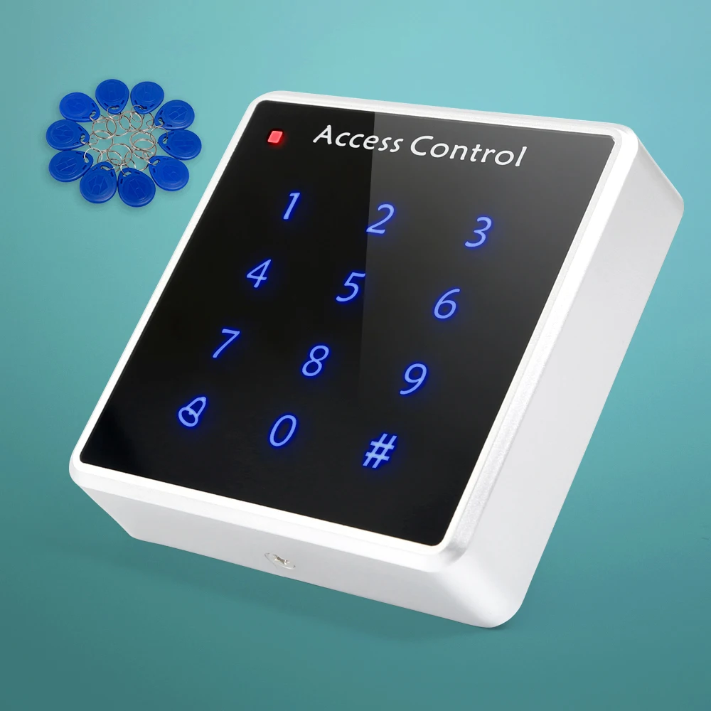 Door Access Control Keypad RFID ID Proximity Reader +10 ID 125Khz Cards(Key Fob)