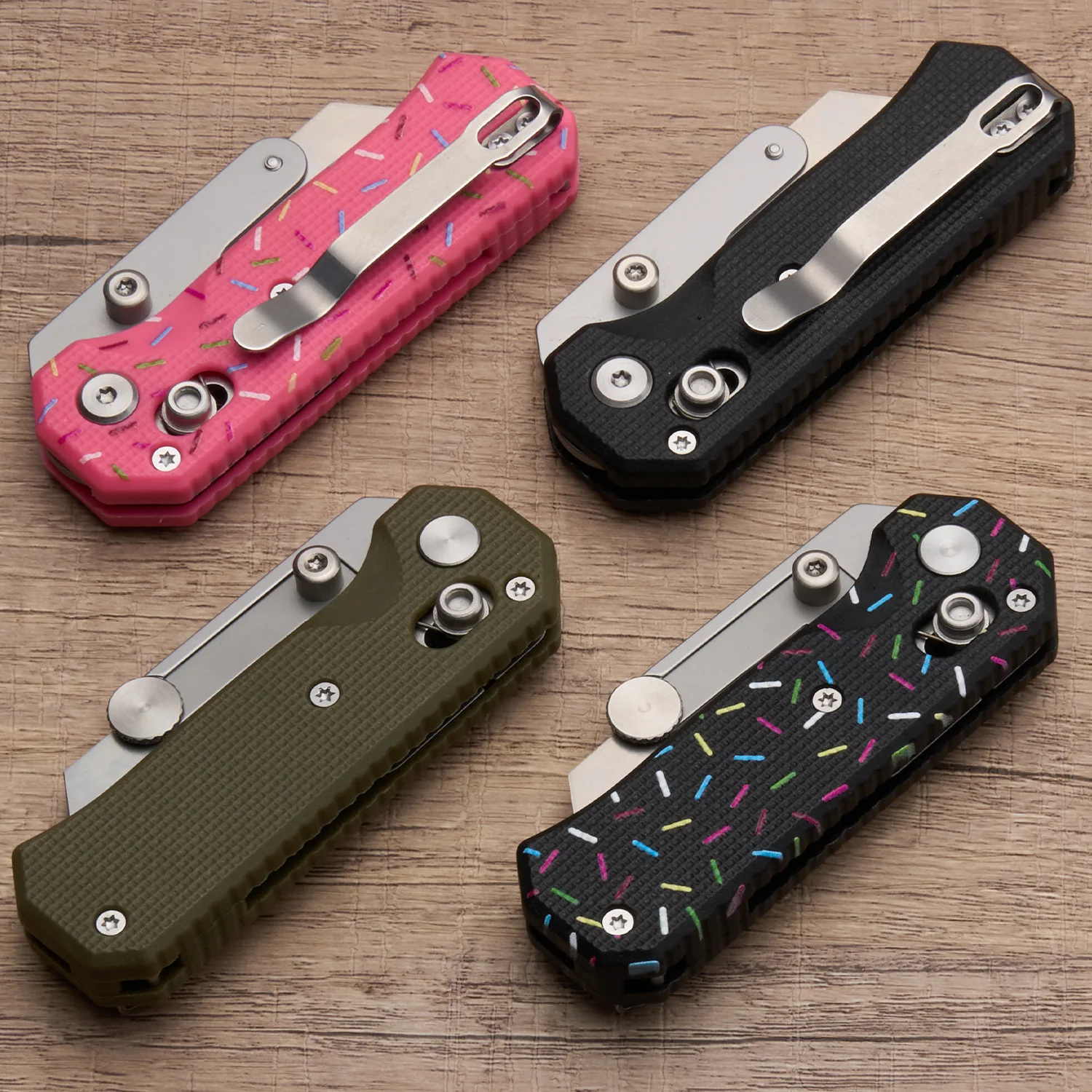 1 szt., 4 opcje kolorystyczne, Różowy nóż w kształcie pączka, Nóż składany, Nóż kieszonkowy outdoorowy, Kompaktowy i wykwintny design