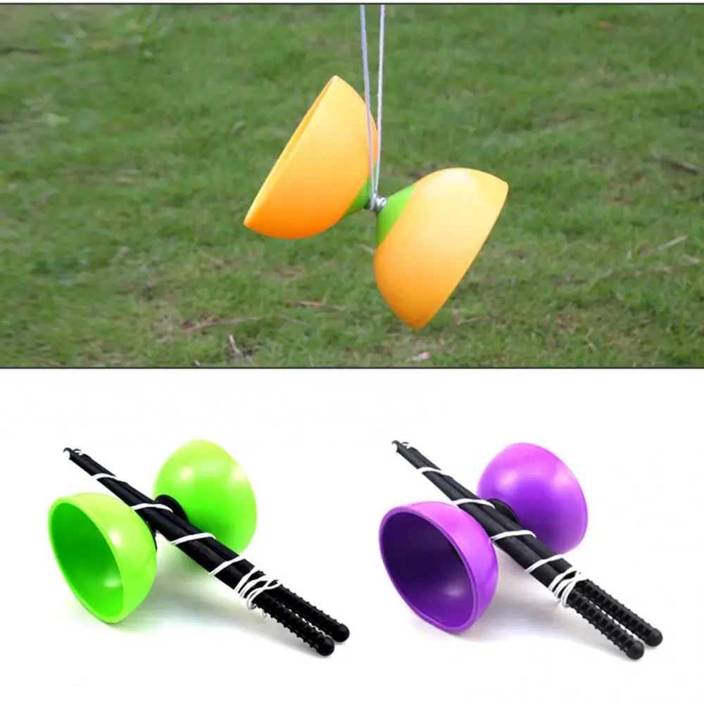 Diabolo Funny Chinese YOYO 3 Bearing Clutch Diabolo Set Metal Sticks String Bag Toys Festive Party Favors