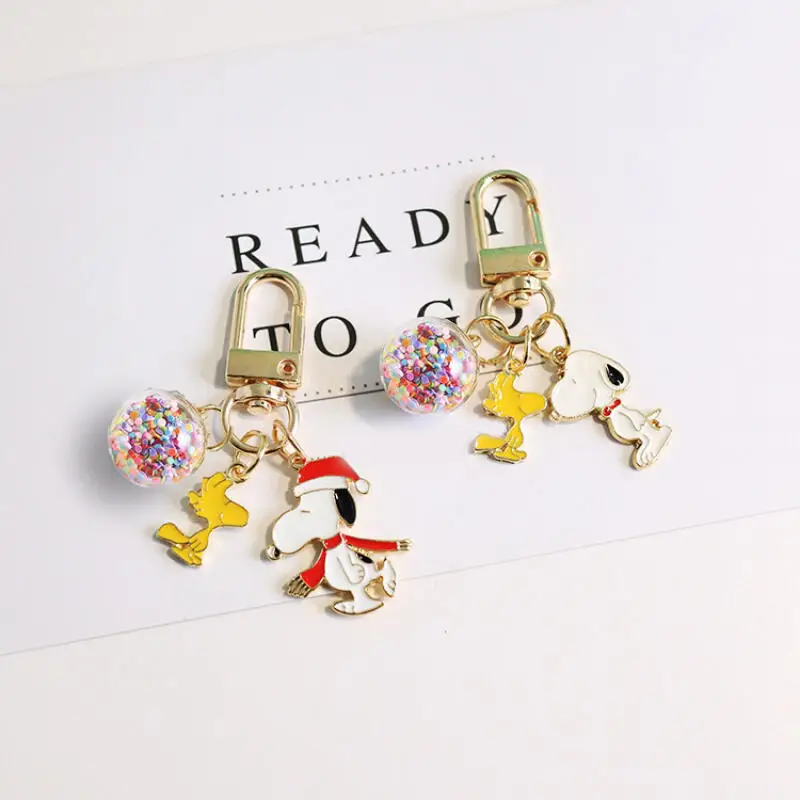 Snoopy Couple Metal Ins Style Keychain Cartoon Kawaii Female Car Pendant Exquisite Student Snoopy Gift Children's Birthday Gift