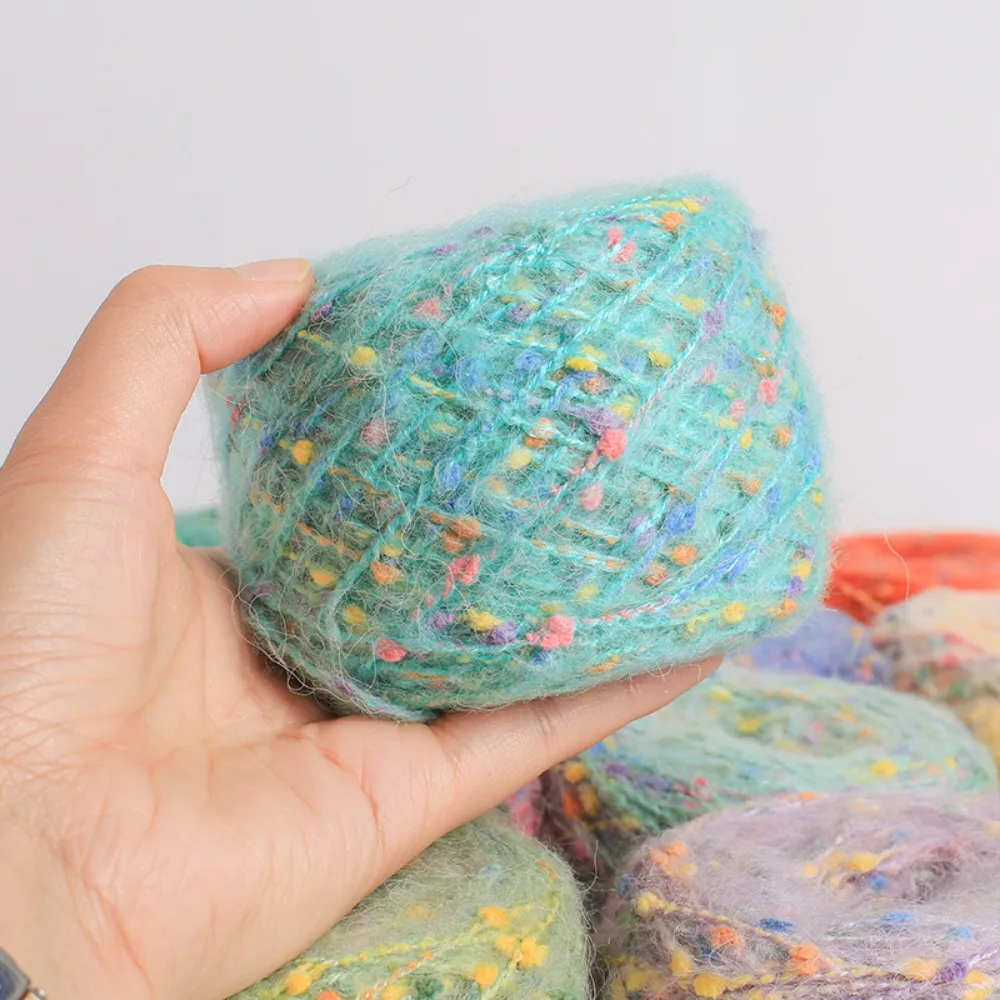 50g/Ball Rainbow Color Dot Mohair Yarn Soft and Comfortable Hand-woven DIY Scarf Shawl Coat Knitting Crochet Mixed Thread