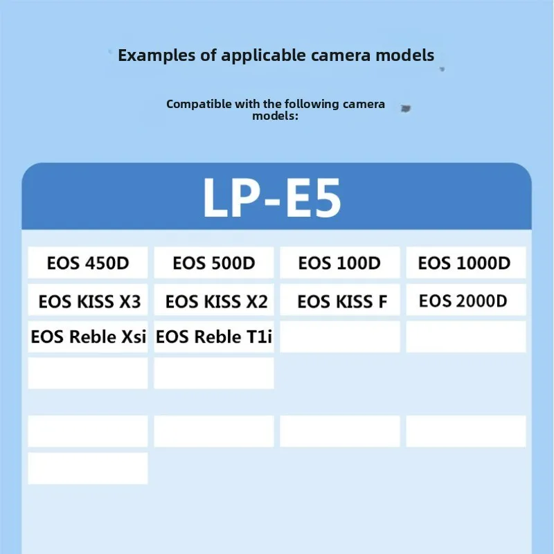 In Stock New LP-E5 7.4V 1200mAh Digital Battery for Canon EOS 450D 500D 1000D Rebel XSi LT1i XS Kiss X2 KissX3 Kiss F Camera