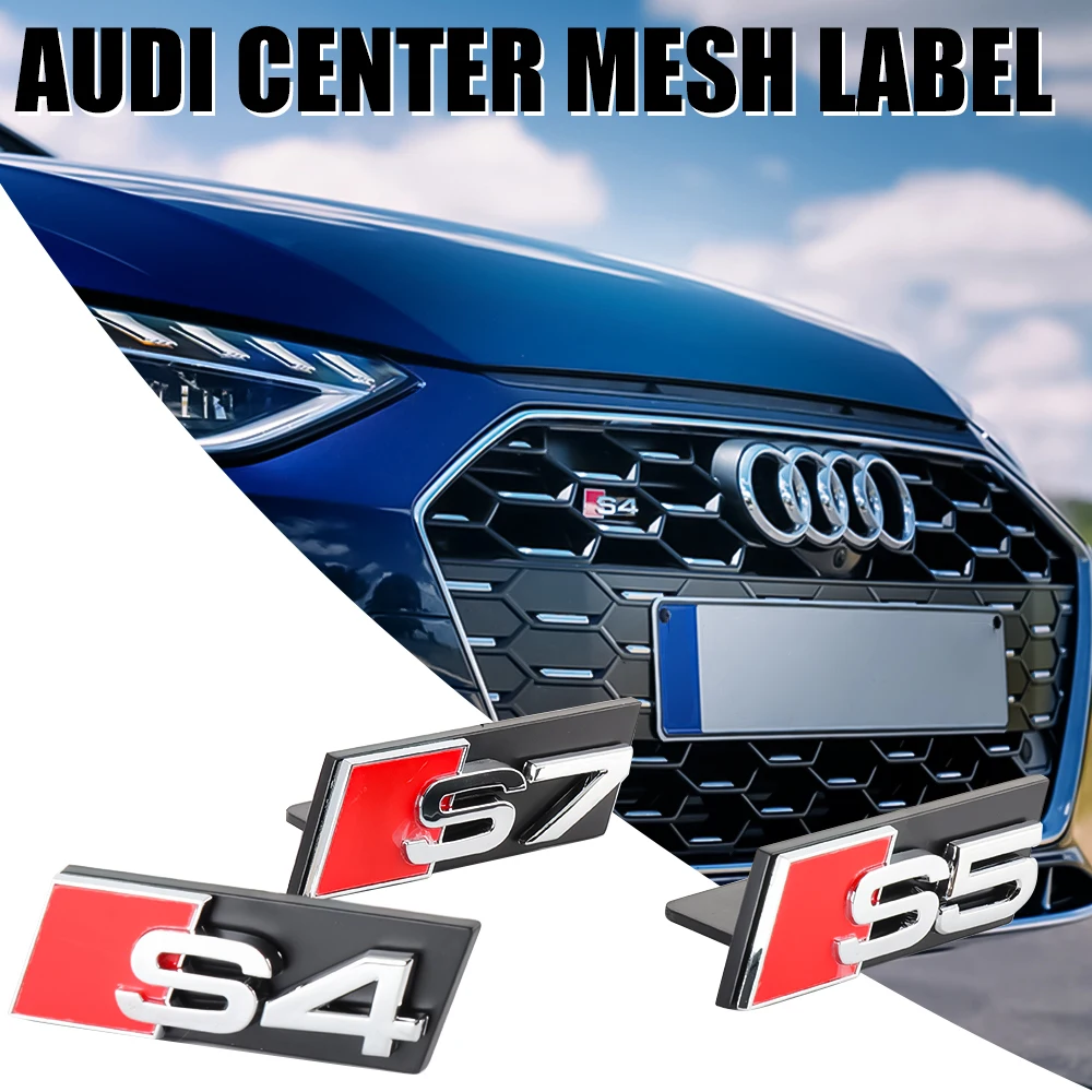 1 Stück Auto Frontgrill-Emblem Dekoration Kunststoff-Aufkleber Außenmodifikationszubehör Mittelabdeckung für Audi S4 S3 S5 S6 S7 S8
