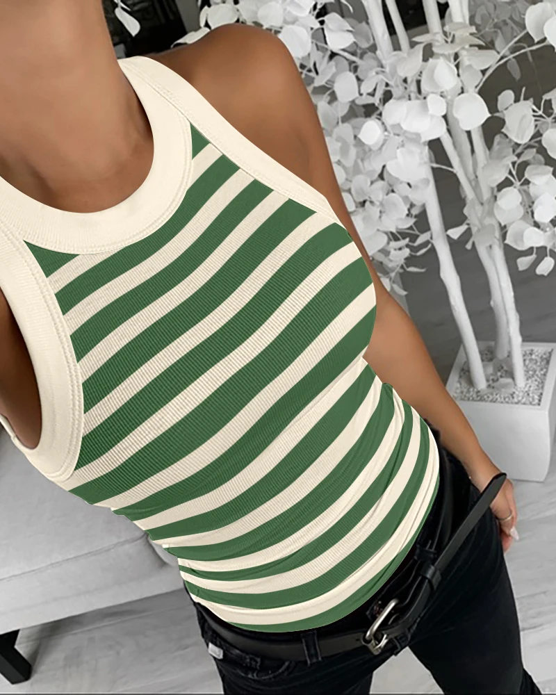 Beautiful Girls In Stock 2024 Summer Hot Selling Hot Selling Casual Round Neck Sleeveless Tight Fitting Vest Y2K Clothing