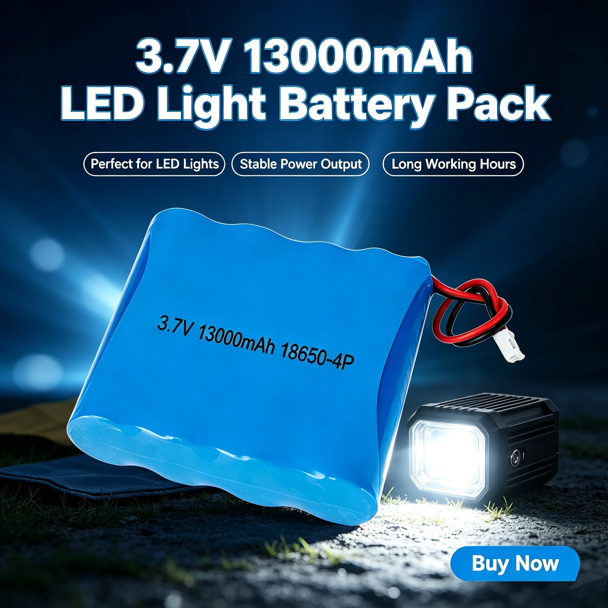 3.7V Battery 18650 Lithium-ion Battery Packs 1s4p with XH2.54 Plug 13000mah Rechargeable Batteries For DIY Power Replacement