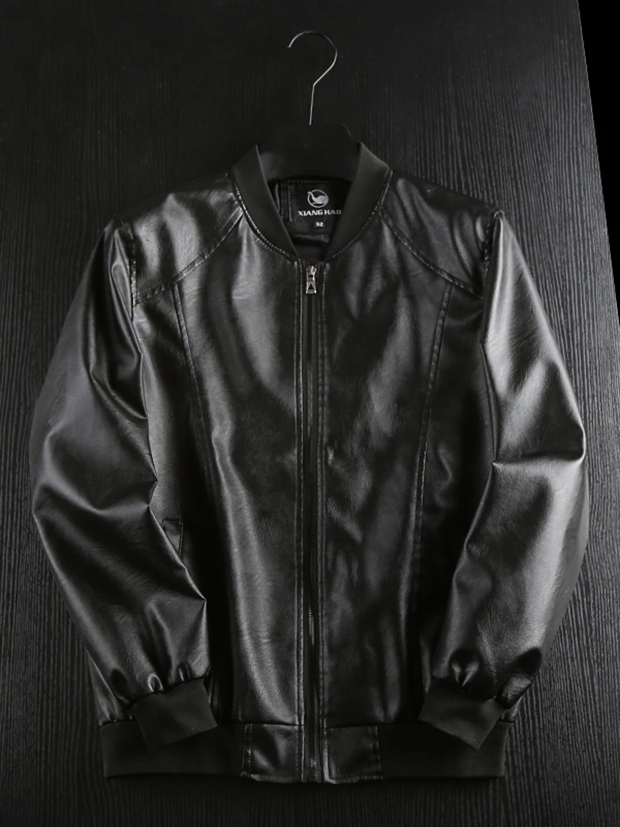 

Men's Versatile Baseball Collar PU Leather Jaet Waterproof Dustproof Spring Autumn New Sle Faionable Urban Long Sve ...