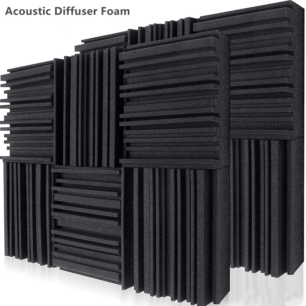 

12/24Pcs 30x30x5cm Acoustic Foam Panel Studio Sound Absorbing Diffuser Foam Tiles Wall Pad Room Sound Treatment Sponge Panels