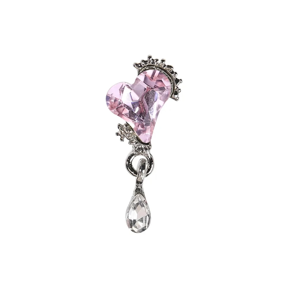 5pcs Flash Pink Nail Accessories Love Butterfly Star Cross Nail Art Charms Luxury Crystal Metal Pendant Nail Decorations Parts
