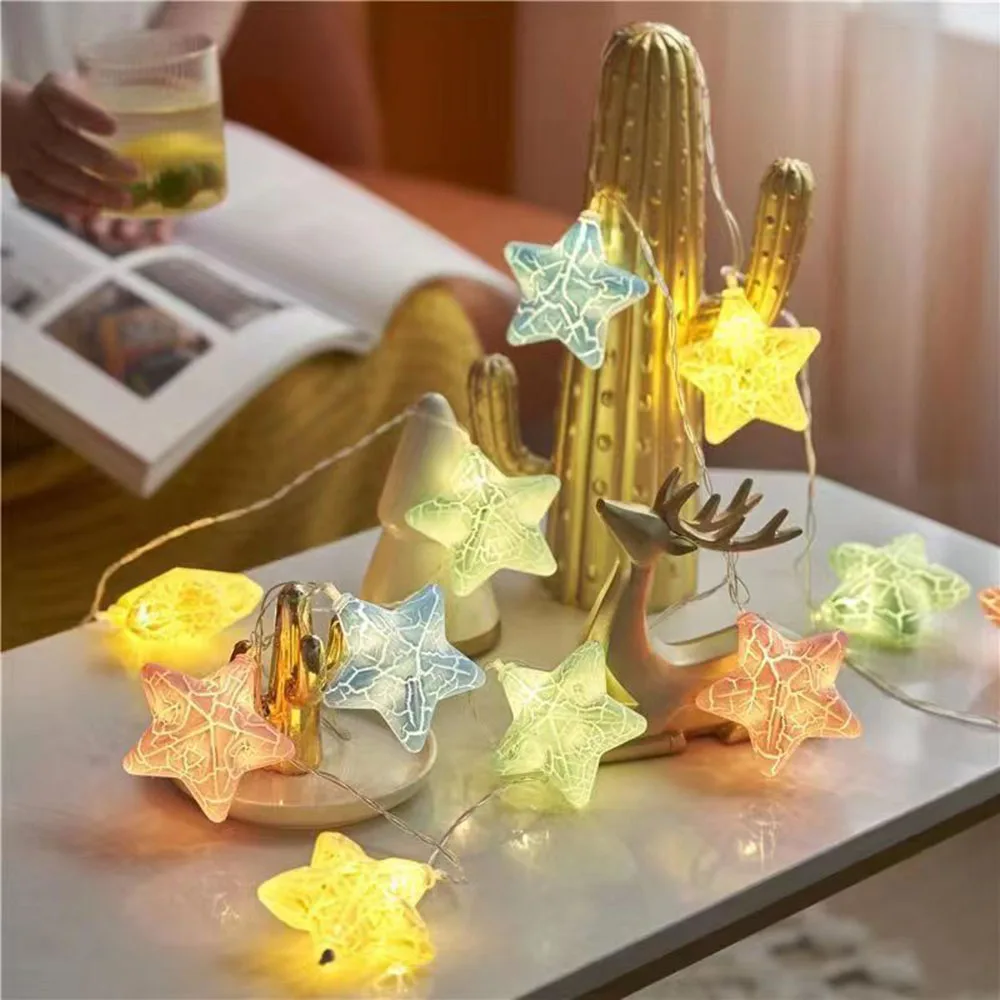 Crack Lights LED Lights Five-pointed Star Night Lights Conches Easter Egg Lights String Outdoor Camping Atmosphere Scene Setting