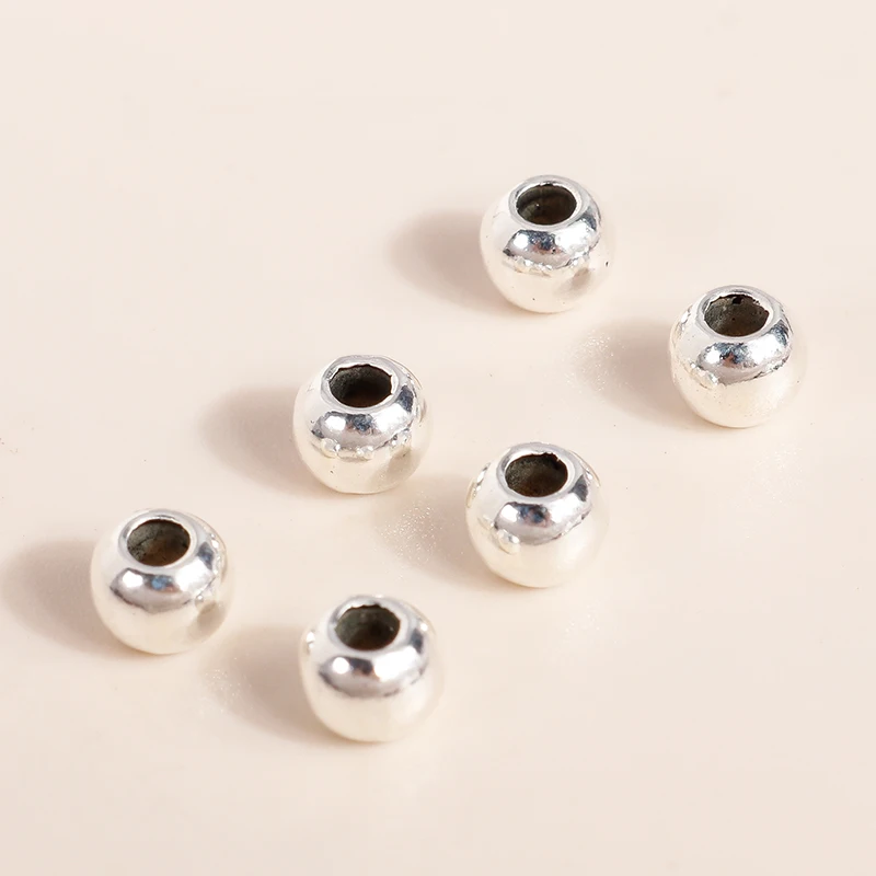 Leslie, 50 Stück, 5 mm, silberfarbene, kleine, runde CCB-Abstandshalter-Perlen zum Basteln von Schmuck, für DIY-Armbänder und Halsketten. – Detail 6