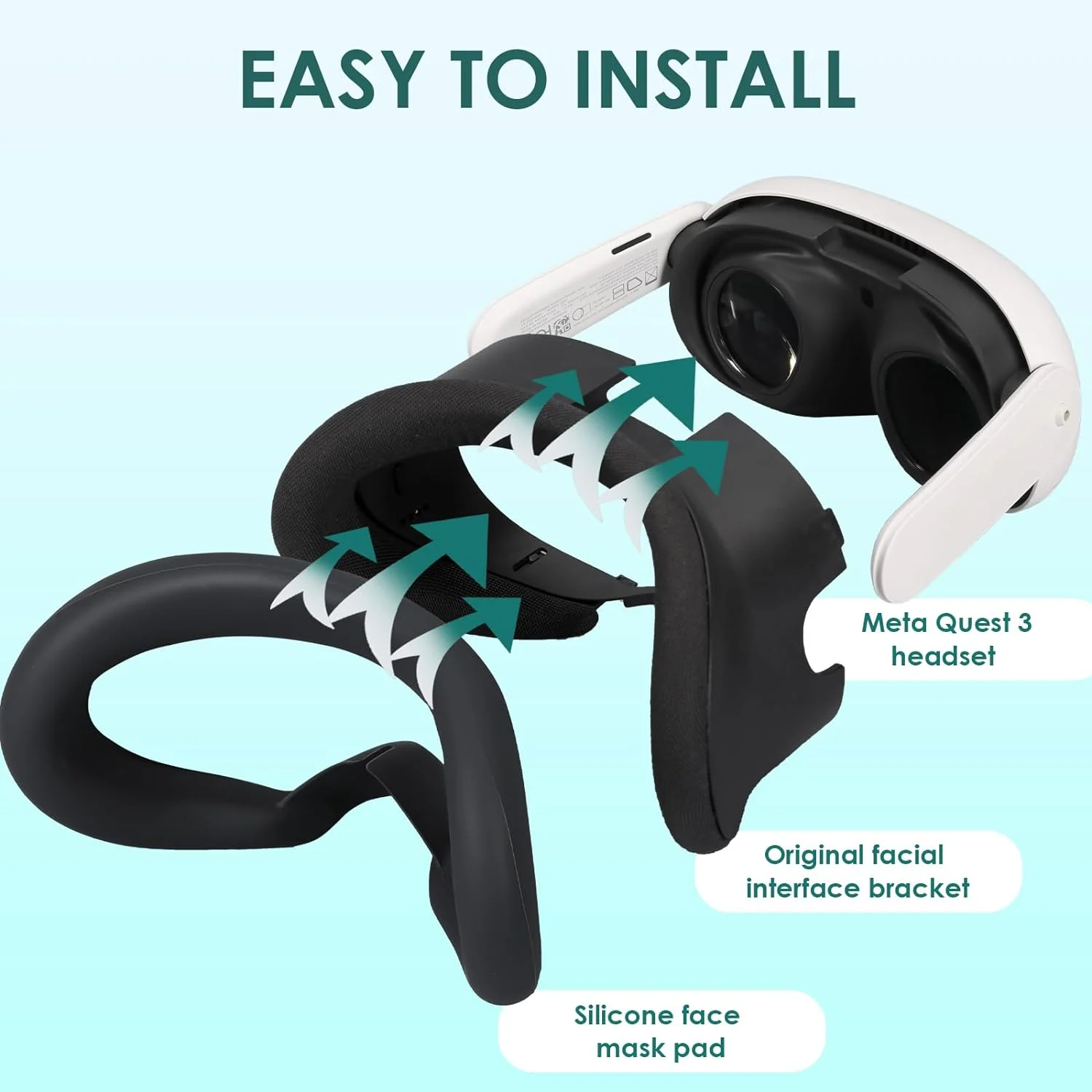 For Meta Quest 3 Replacement Silicone Face Cover Anti-sweat Mask Washable Eye Cover for Meta Quest 3 VR Headset Accessories