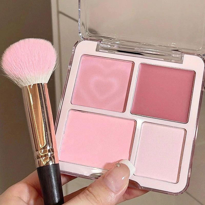 4 Colors Multi-use Cream Blush & Matte Highlight Palette, Brightening Contour Expanding Blush Balm