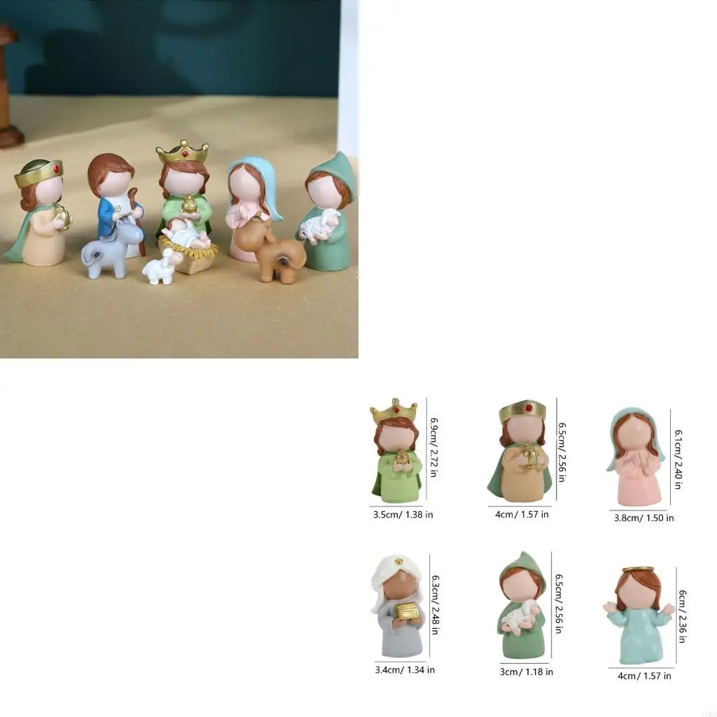   Christmas Nativity Figurines Holy Family Figure with Donkey Nativity Figure