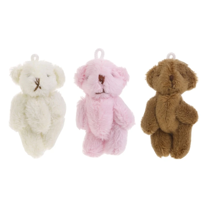 

Plush Bear Joint Dolls KeyChain Ornament Little Jointed Bear Toy with Hanging Hook for Bag Purse Backpack Pendant 5PCS