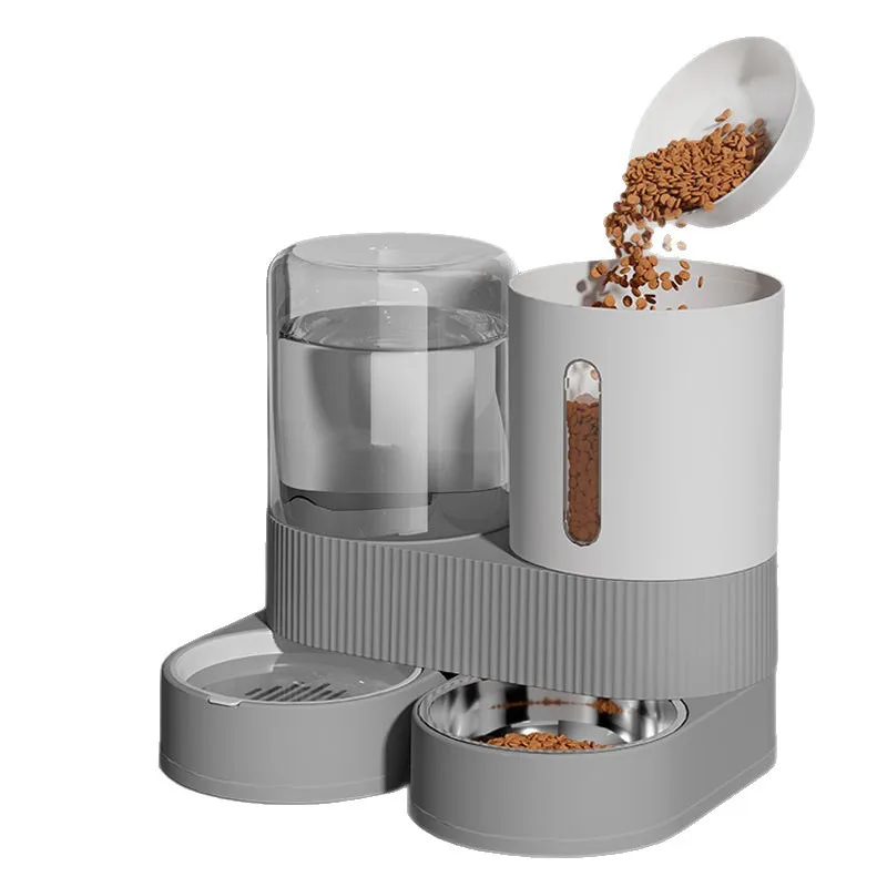 

360° Freely Rotatable Automatic Cat Feeder Waterer 2-in-1 Set,2.4L Capacity Ideal for Cats & Kittens, Food Grade PP Material