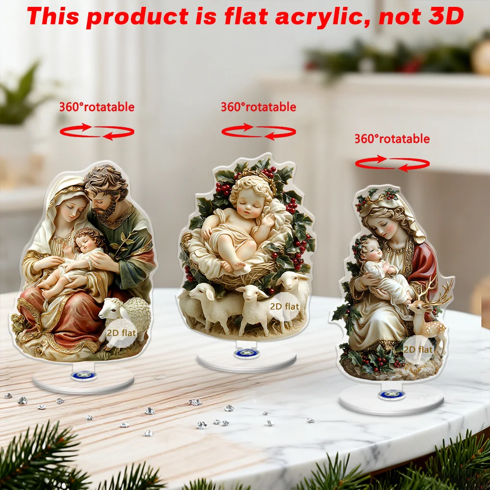 Acrylic Angel Figurine Exquisite Reindeer Tabletop Decor Christmas Table Ornament Stylish Holy Infant Acrylic Model For Holiday
