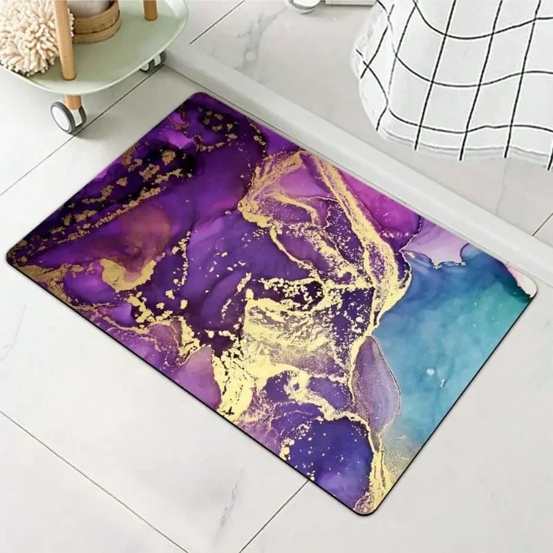 Marble Gold Vein Foil Modern Luxury Carpet Mat Rug Non Slip Easy Clean Home Decor Bathroom Bedroom Entryway Door