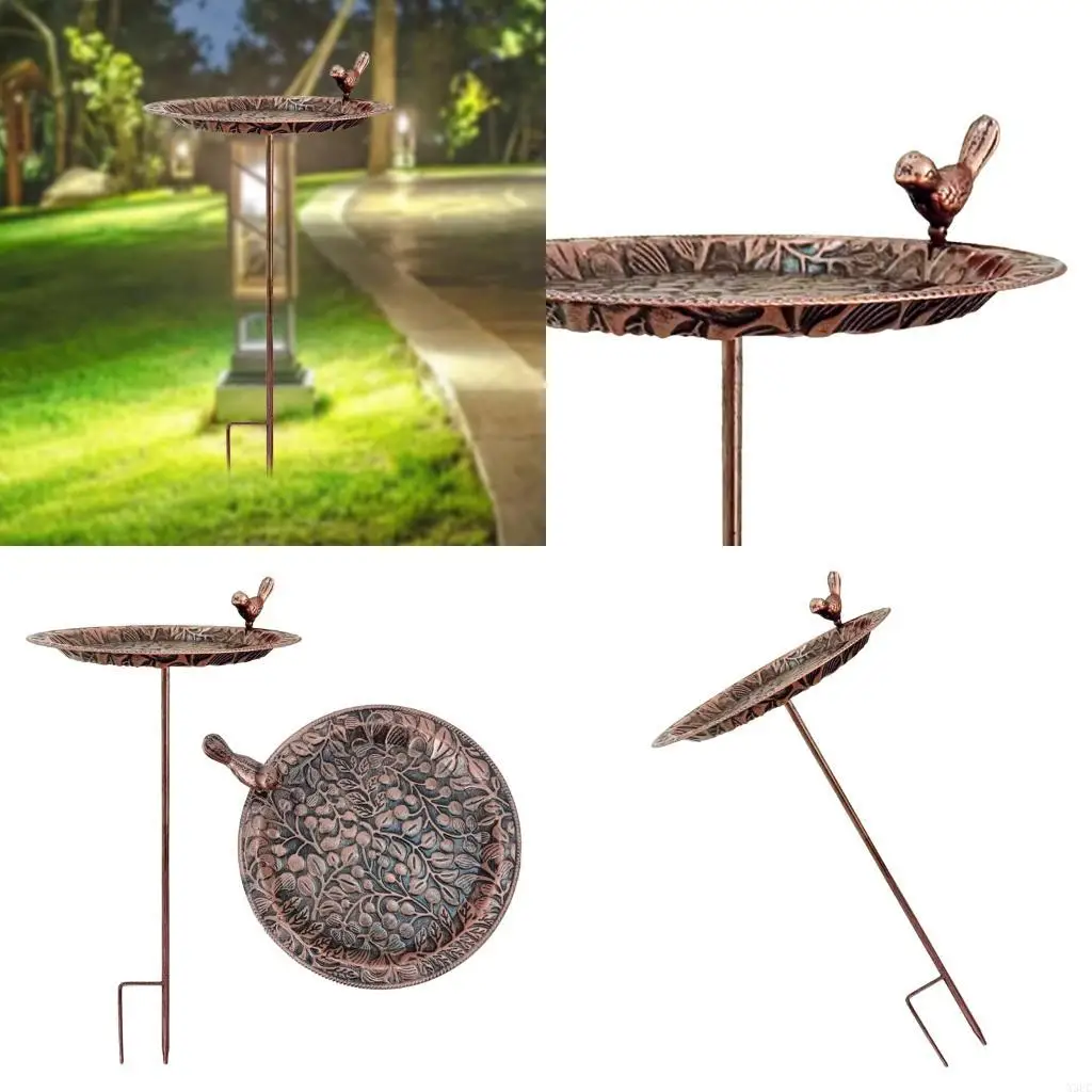 

Винтажная металлическая птичья ванна, декоративная садовая миска для воды для диких птиц, патио, двор X3UC