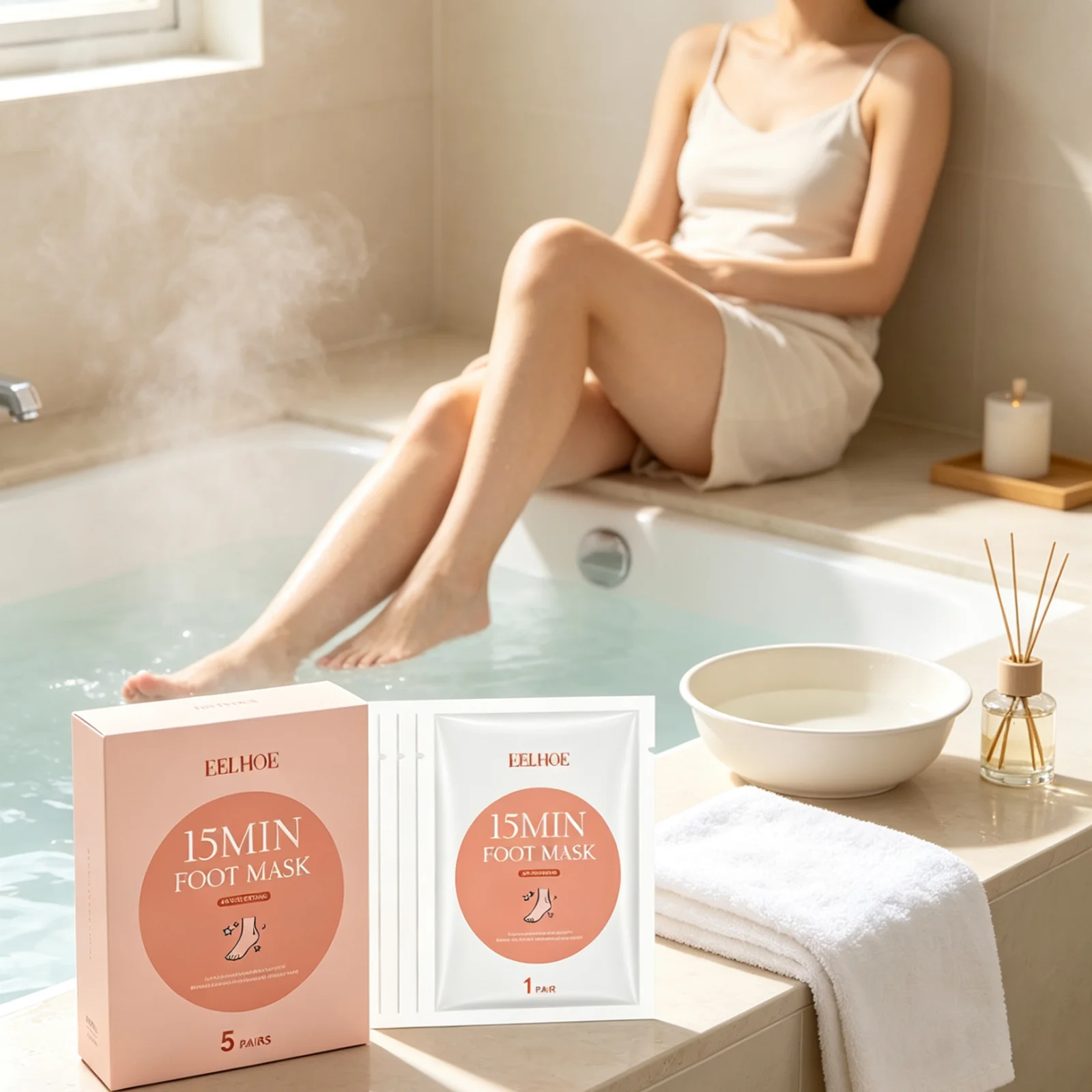EELHOE Moisturizing Foot Mask Gentle Exfoliating Remove Dead Skin Softens Cuticles Relieve Dryness Nourishing Foot Mask 5 Pairs view 6