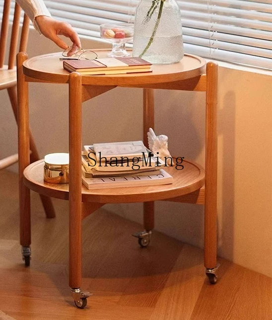 FG الخشب الصلب خشب الكرز شقة صغيرة غرفة المعيشة أريكة الجانب عدد قليل من الأشجار عربة ذات عجلات متحركة مستديرة