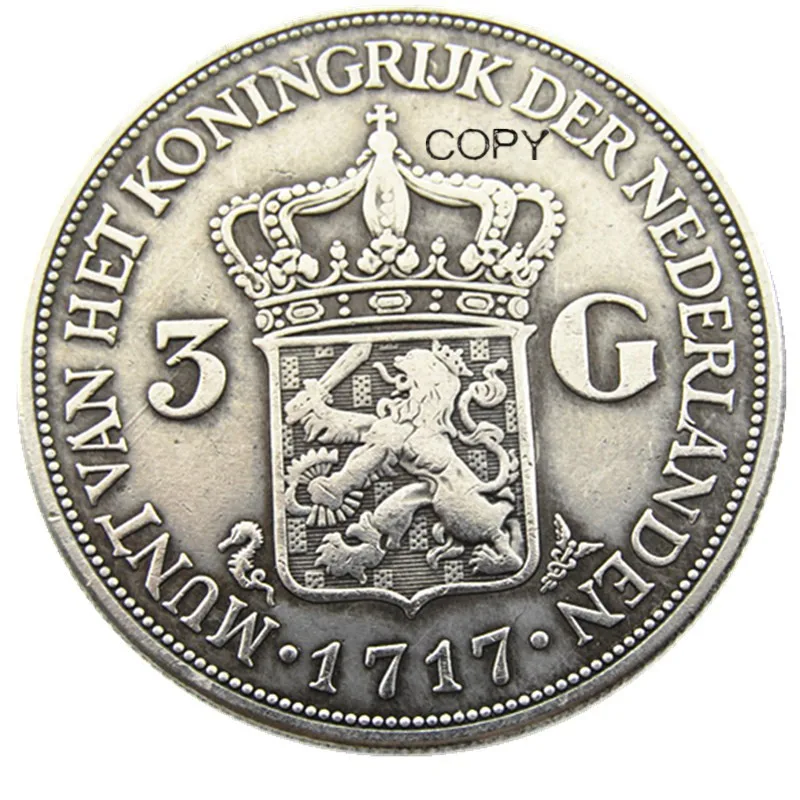 90% Silver  Netherlands,1717 3 Gulden Willem lll Copy Coin (Diameter 38mm)