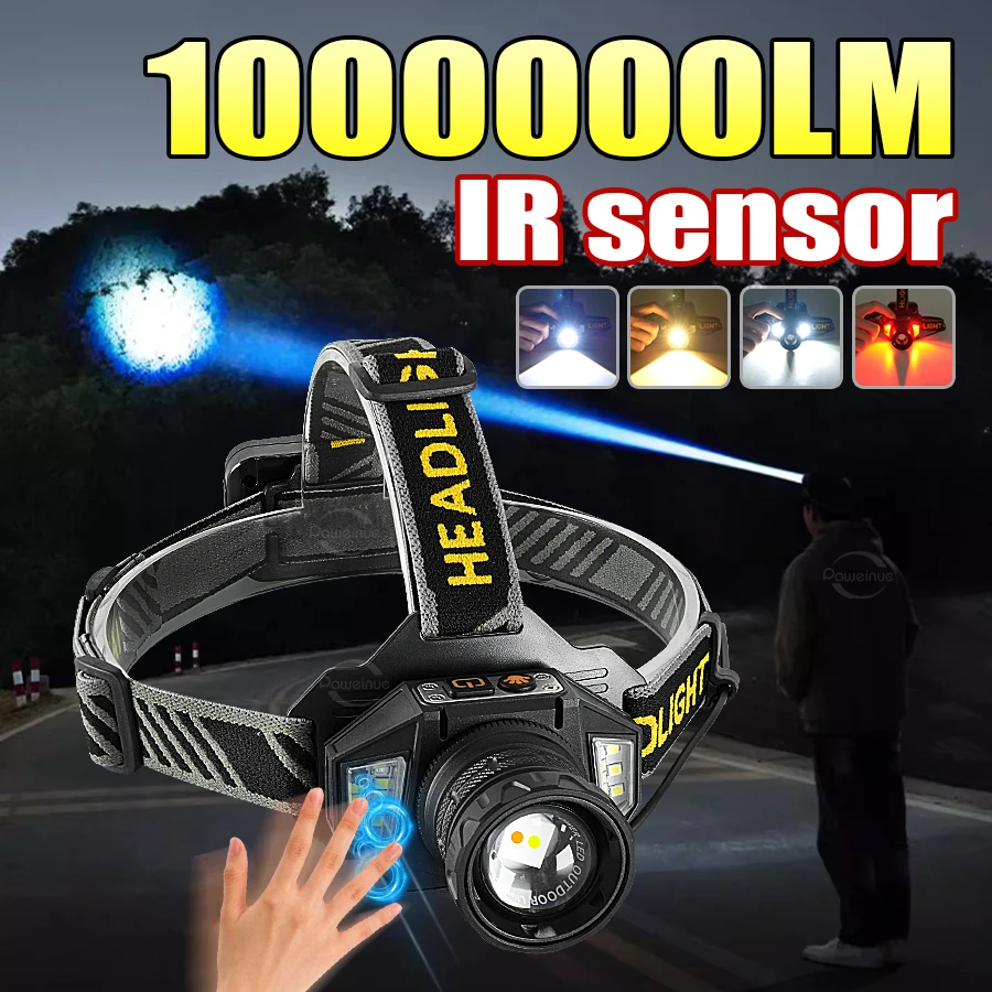 

Ultra Powerful Led Headlamp Double Lamp Beads High Power Rechargeable Head Flashlight Built-In Battery Headlight Cap Light