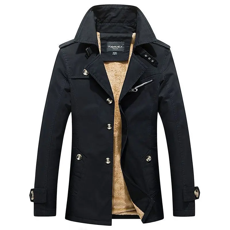 New Autumn Winter Men Casual Trench Coats Long Jackets Warm Parkas Men Business Casual Slim Fit Overcoats British Jackets 5XL