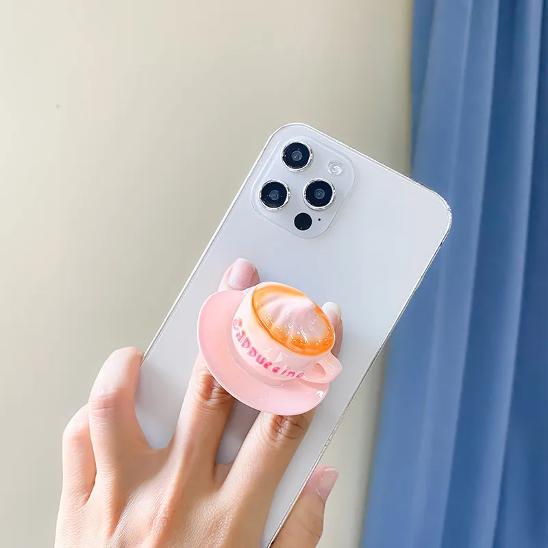 

3D Coffee Mobile Phone Stand Holder Fold Tok Support For IPhone 16 15 Xiaomi Phone Accessories Stand Holder