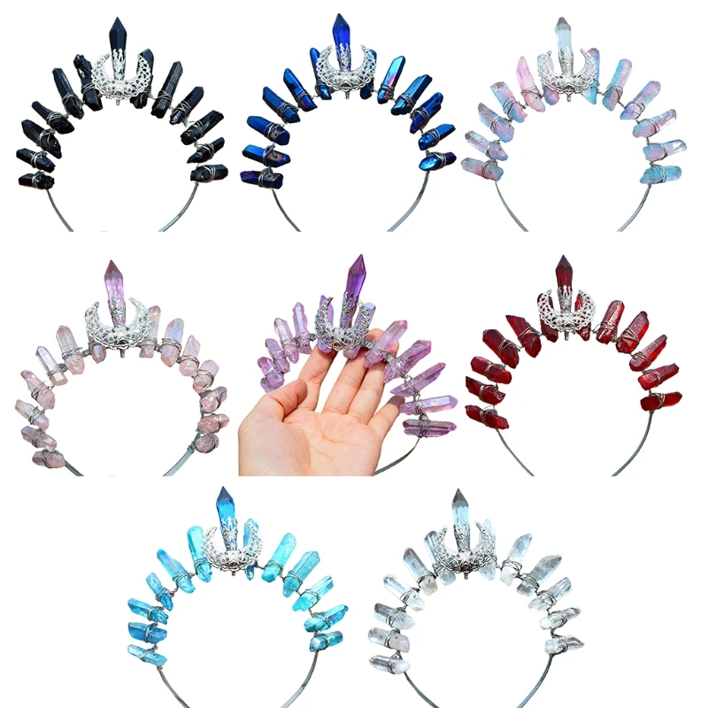 

Irregular Crystal Headband for Raw Stones Princess Headpiece Stretchable L N58F