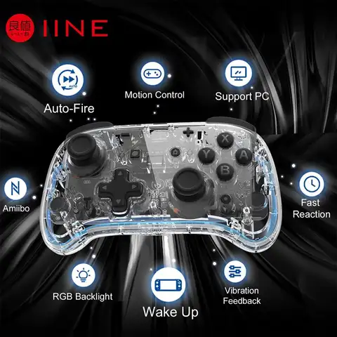 AAA+ IINE Gen4 RGB 무선 컨트롤러 웨이크업 지원 PC Steam 호환 Nintendo Switch/Switch Lite/Swtich OLED