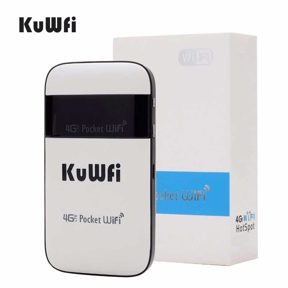 KuWfi Unlock 4G Lte Router Mifi Portable Mini Hotspot Large Wireless Pocket Wifi Router With Sim Card Slot Network Adaptor