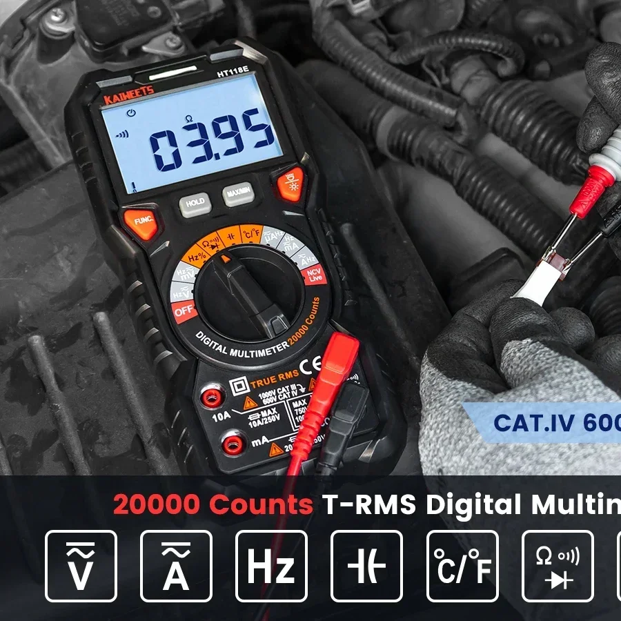 KAIWEETS 20000 counts Digital Multimeter AC/DC current Voltage Tester Meter Profesional Multimeter