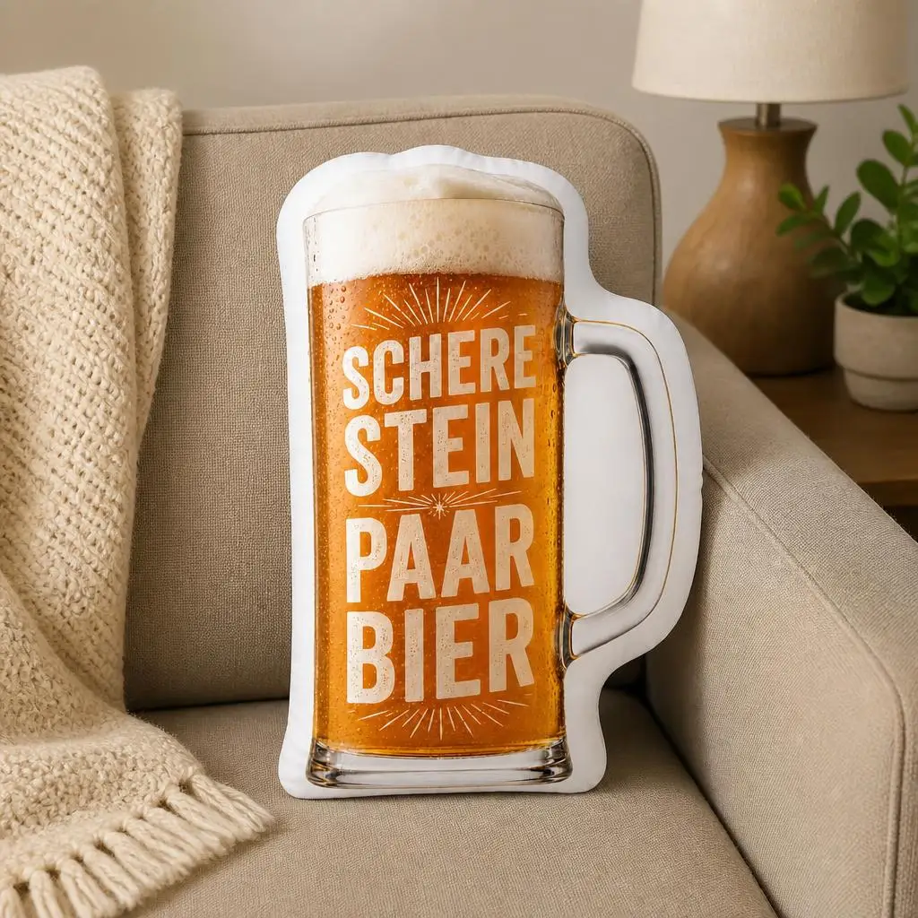 Cojín de peluche divertido con diseño de tijeras, piedra, cerveza, tostada, ámbar y bebida, para decoración del hogar, regalo, sofá, bar de música, restaurante