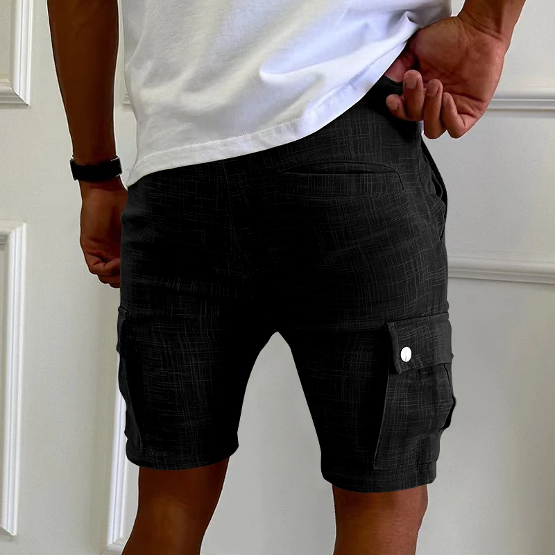 2024 cargo shorts men\'s summer European and American fashion brand casual men\'s slim drawstring shorts thin cropped pants men