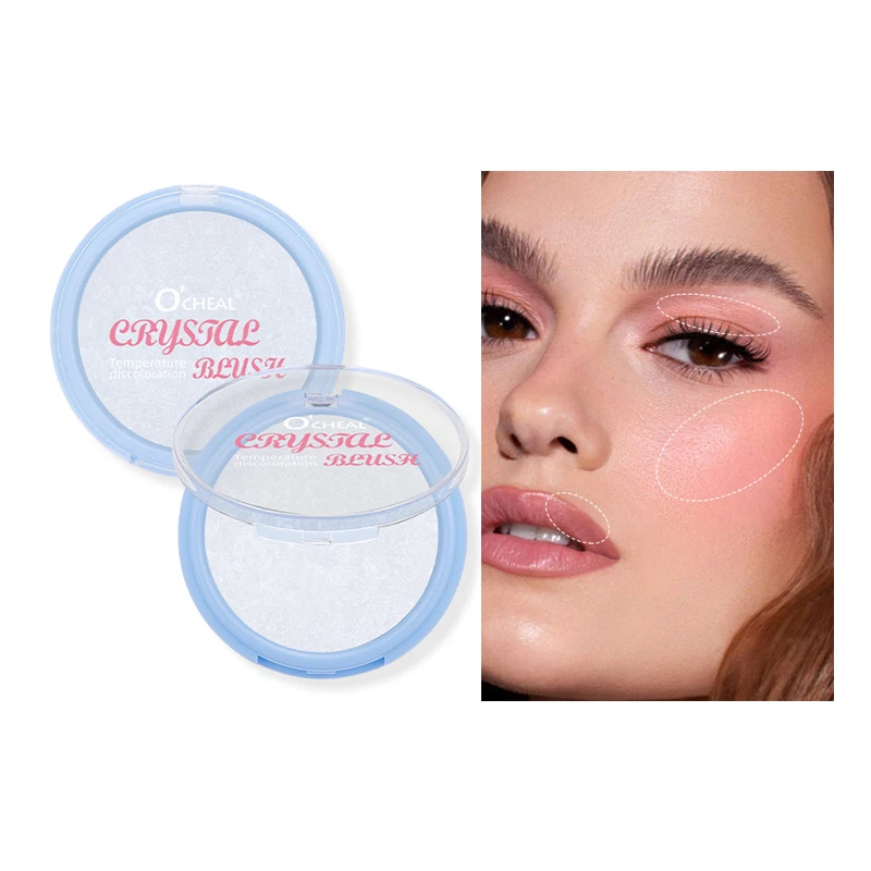 Ocheal Color Changing  Blush Clear Crystal Color Moisturizes Highlight Long Lasting Fine Shimmer Blush Cream Natural Nude Makeup