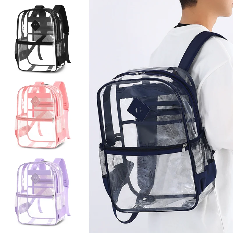 

New Soft Pvc Transparent Backpack, Large-capacity, Simple and Waterproof Storage Bag, Casual Fully Transparent Student Schoolbag