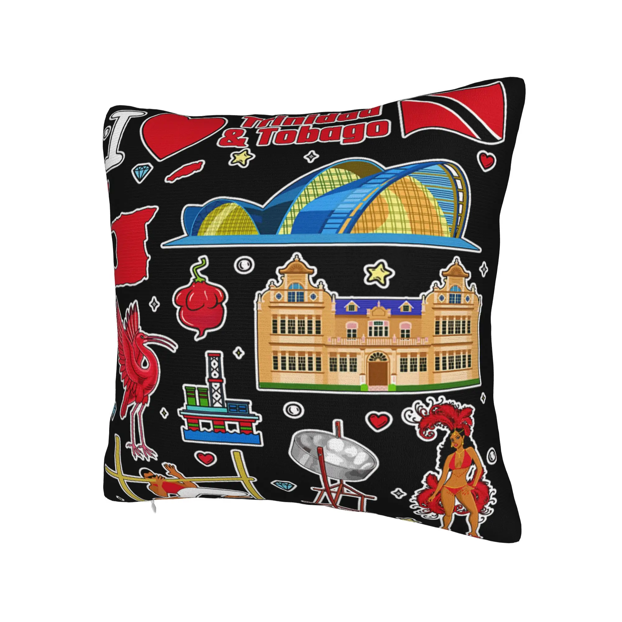 Decorative Pillow Covers Trinidad and Tobago Flag Football Accessories Home  Pillow Case Cover Square Multiple Sizes
