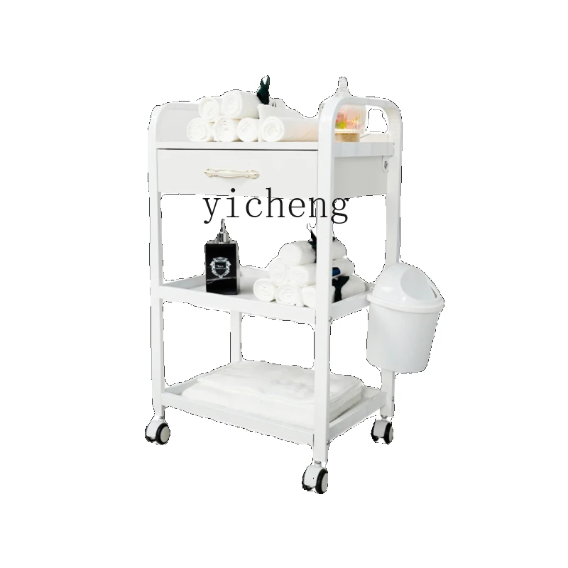 YY Hair Saloon Dedicated Multi-Functional Trash Can Three-Layer Storage Rack Storage Cart