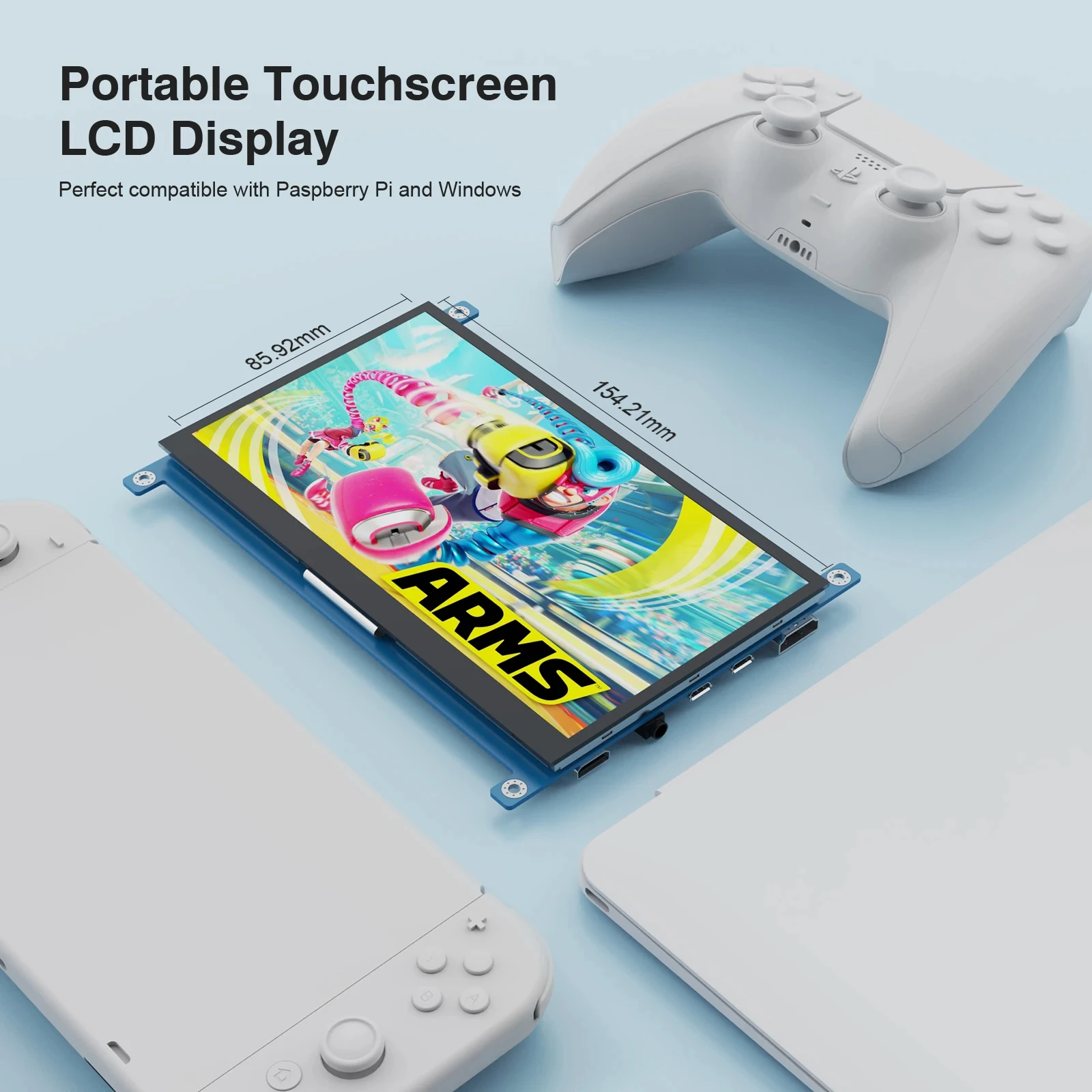 EYOYO 7 "1024 × 600 HD TFT/IPS لوحة شاشة لمس 5 نقاط بالسعة شاشة تعمل باللمس مايكرو HDMI شاشة لراسبيري Pi 4/3B +/3B/2B