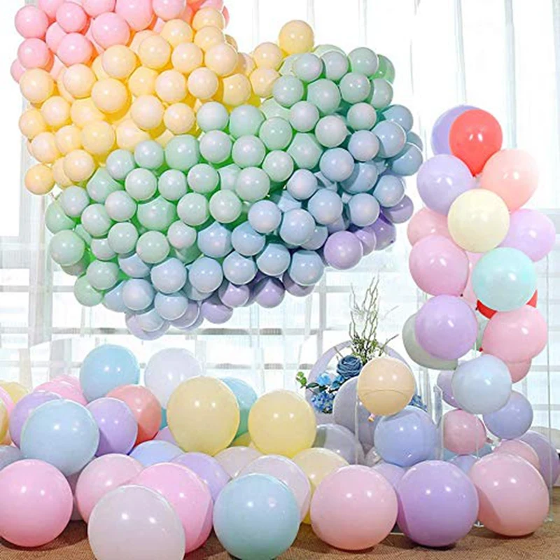 Pastel Colorful Party Balloons 100 Pack 10 Inches Macaron Assorted Rainbow Balloons For Birthday Shower Party Decoration Durable