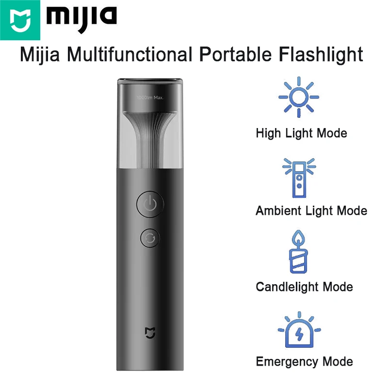 Mijia Flashlight Multi Functional Portable Rechargeable 3100mAh 1000 Lumen IP65 Waterproof Emergency Light Outdoor MJSDT002QW