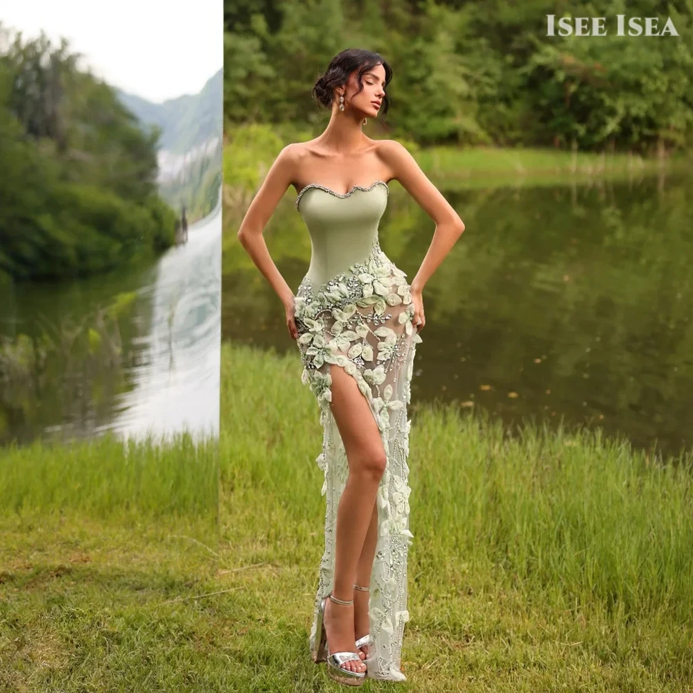 

Evening Dresses 2025 3D Flower Spaghetti Strap Shiny Heart Shaped Neck فساتين سهرة Red Carpet Prom Dress Customized
