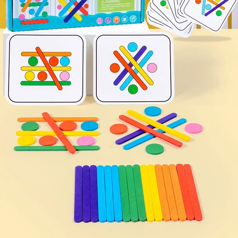 Kids Rainbow Stick Puzzle Montessori Toys Color Sensory Logical Thinking Matching Games Children Early Educational Wooden Toys