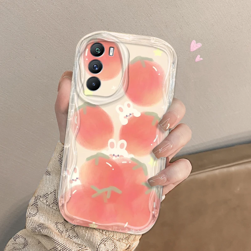 Pink Fruit Rabbit Cute For Xiaomi Mi 14 12 12T 11 Lite Poco M6 X6 X5 X4 X3 M3 F4 Pro GT NFC 5G Wave Oil Cover Phone Case